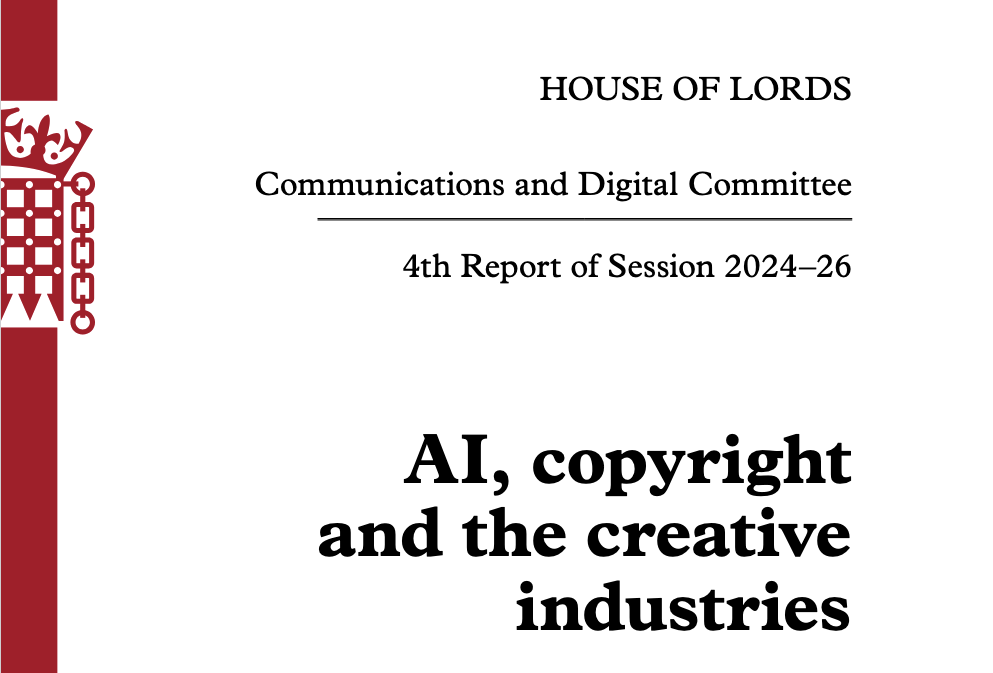 CRA responds to Lords Committee  report on AI and copyright