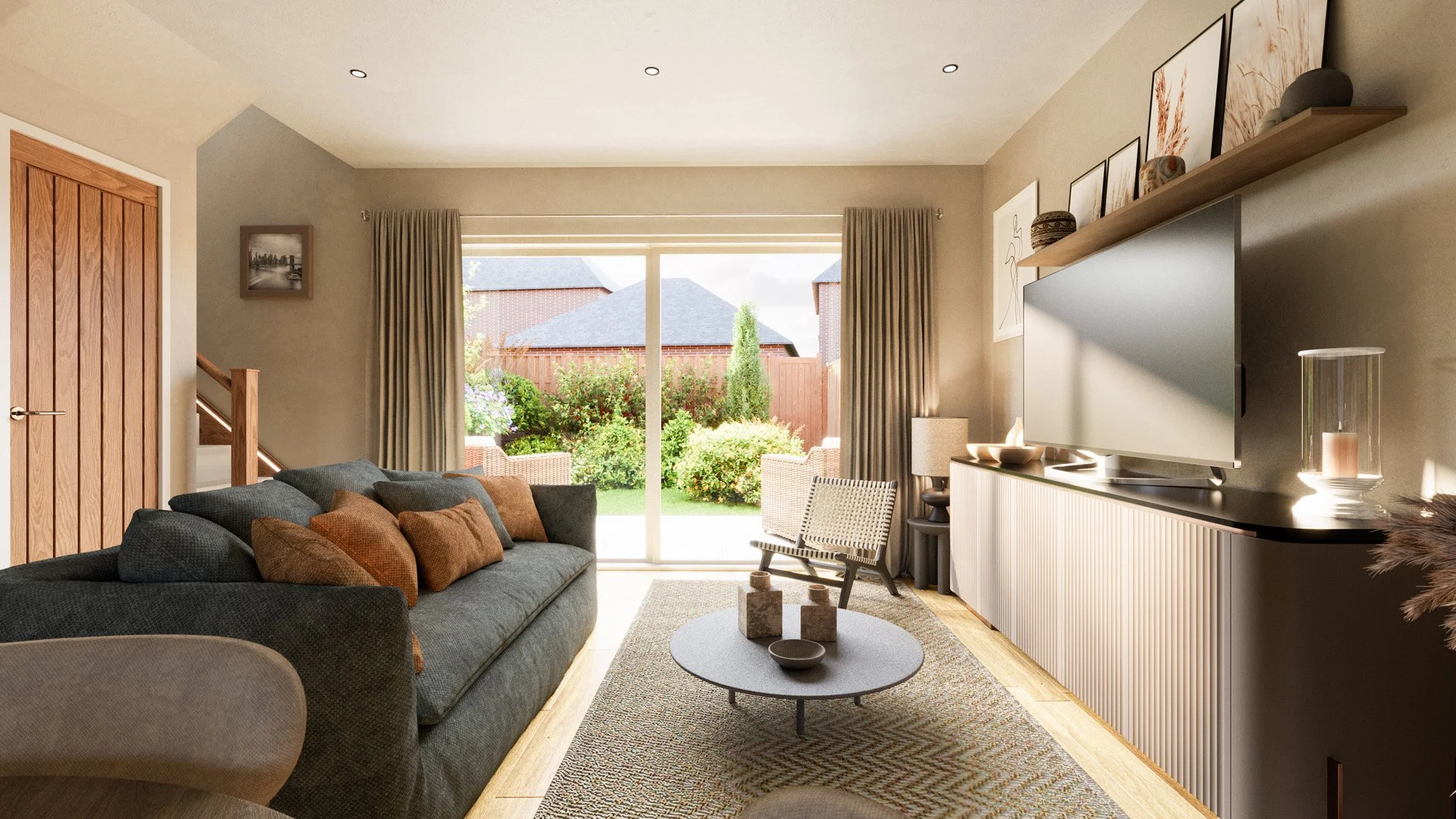 Living room with a view through to the rear garden