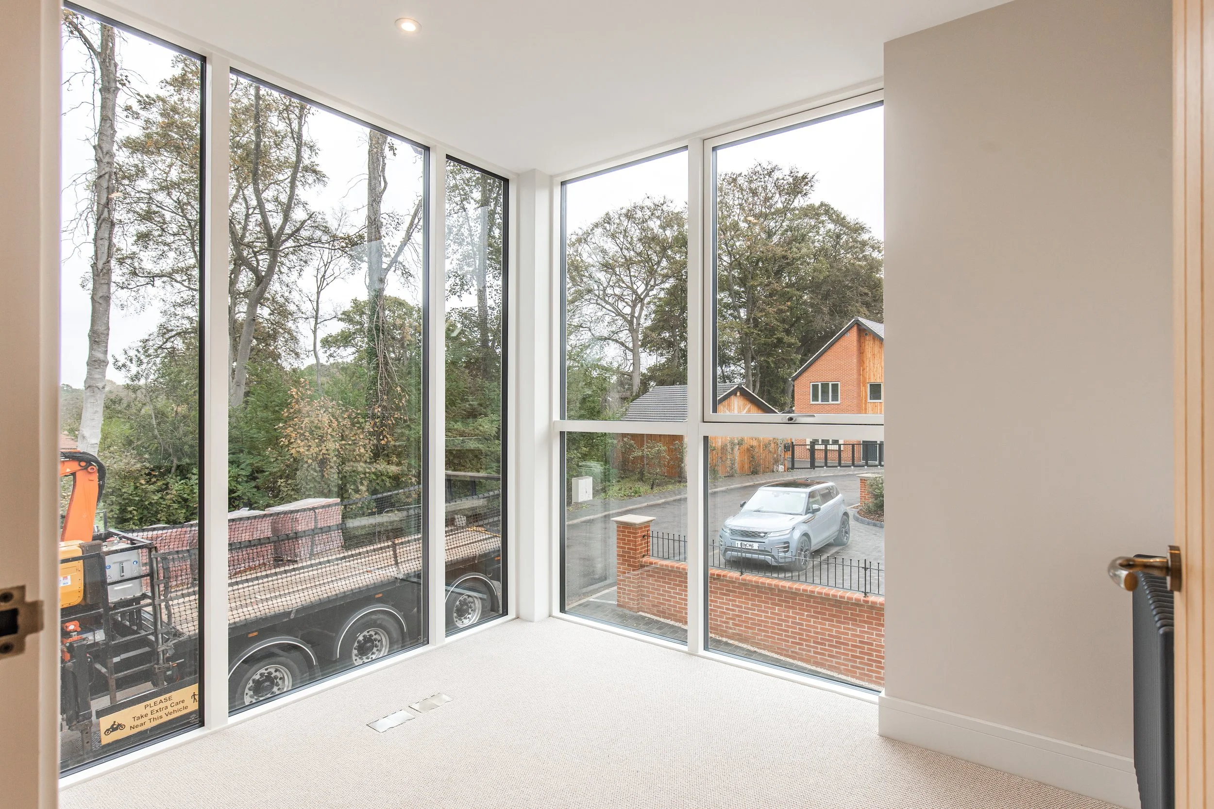 The glazed corner of the first floor snug, perfect for an office space
