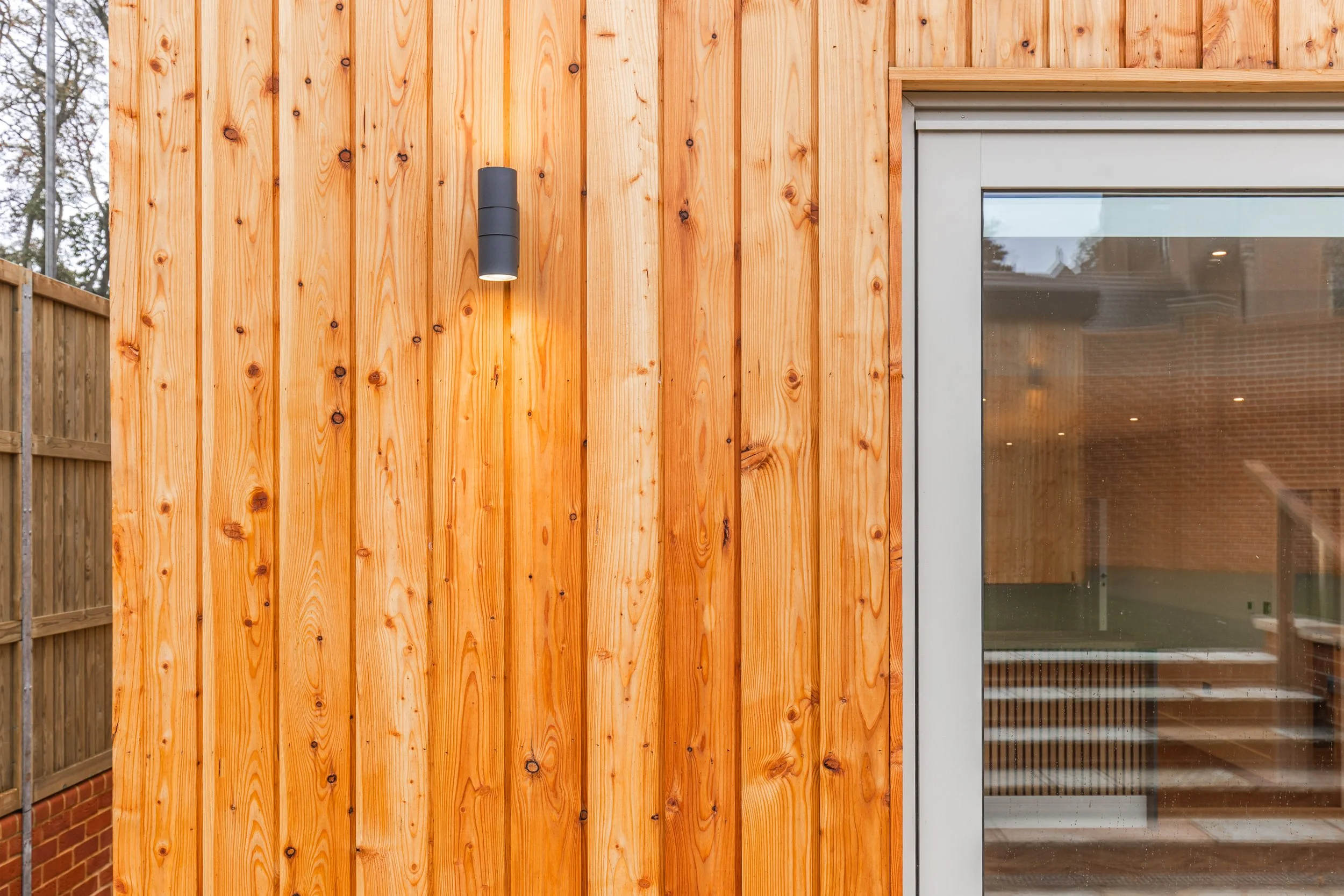 Larch cladding detail to the rear elevation of Holkham
