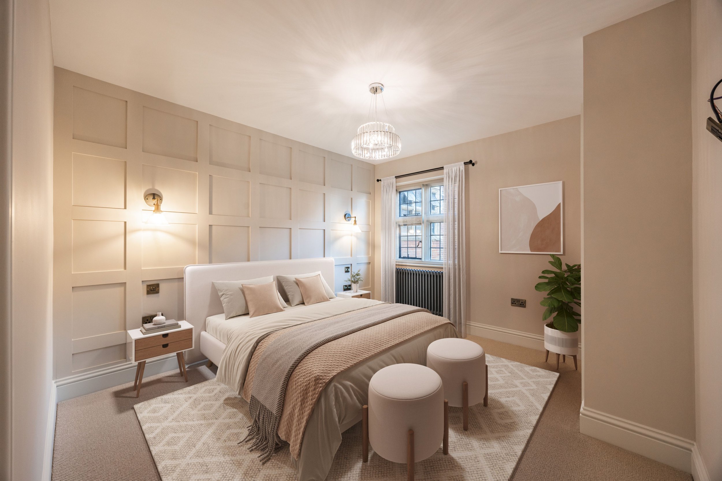 2nd bedroom with panelled bedroom
