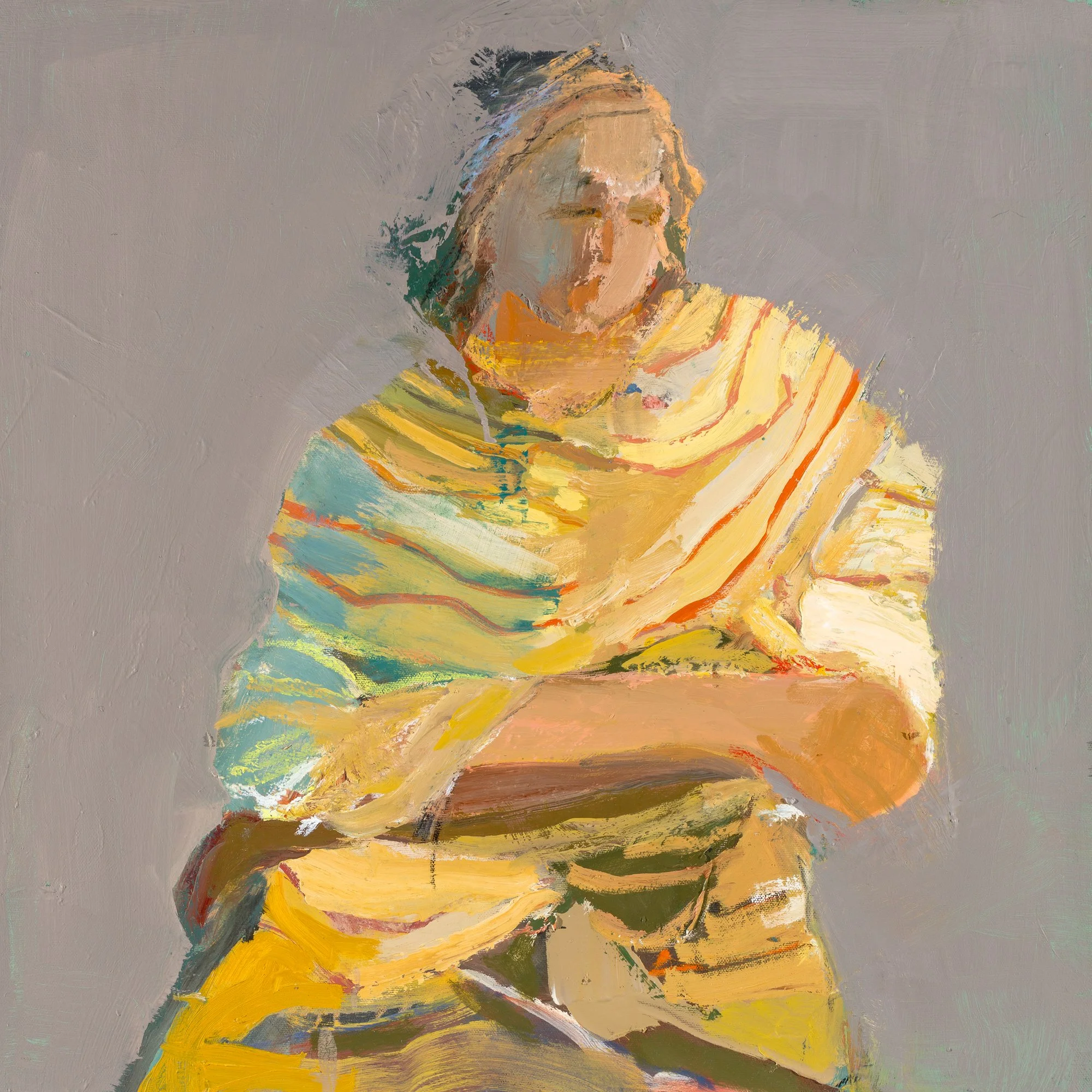 Figure with Big Towel, 20 x 20 in