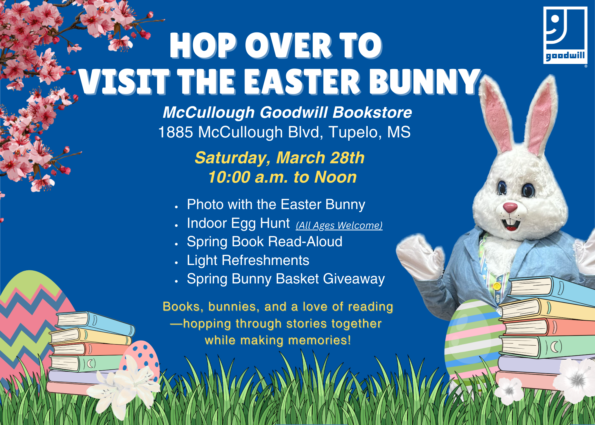 Easter Bunny event at Goodwill McCullough Bookstore in Tupelo Mississippi