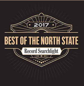 2017 Best of the North State Record Searchlight award badge with a gold and black design