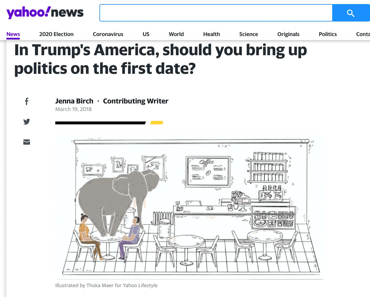 In Trump's America, should you bring up politics on the first date? 
Illustrated by Thoka Maer for Yahoo Lifestyle