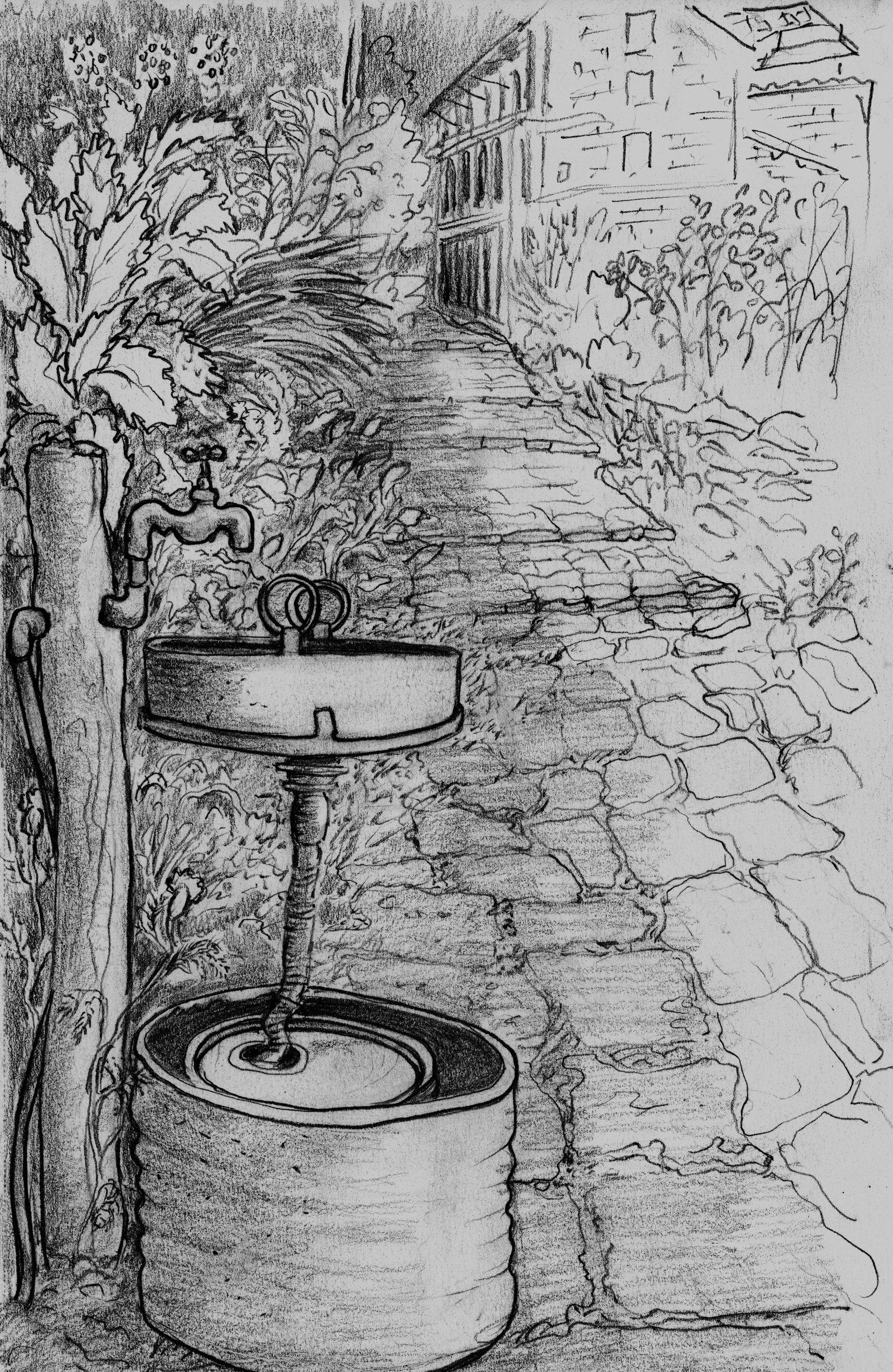   Bandipur Nepal Rustic Tap  2017 Pencil on paper 8x5 inches 