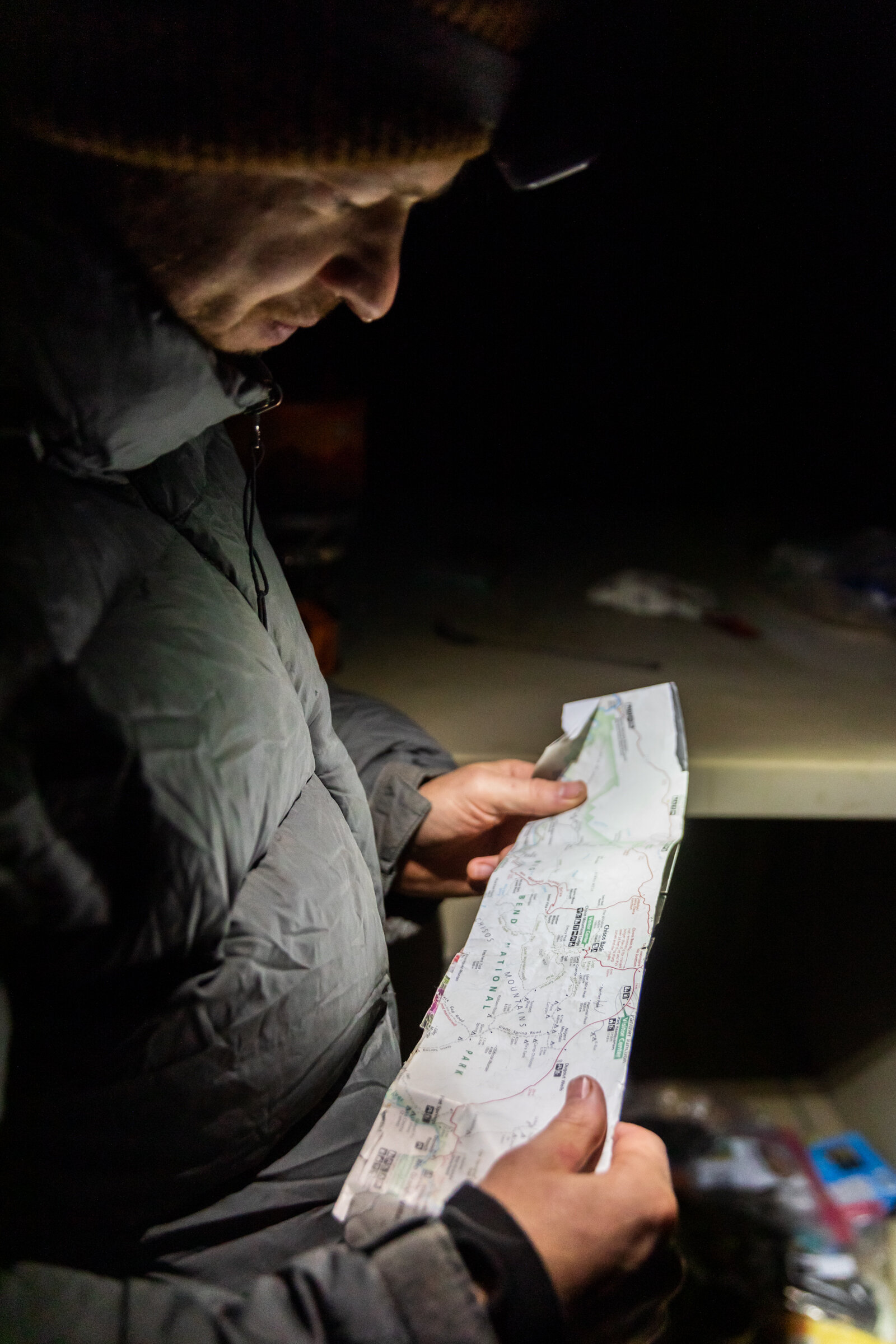  Consulting our ripped, nearly-lost, definitely-run-over, trusty… map.  