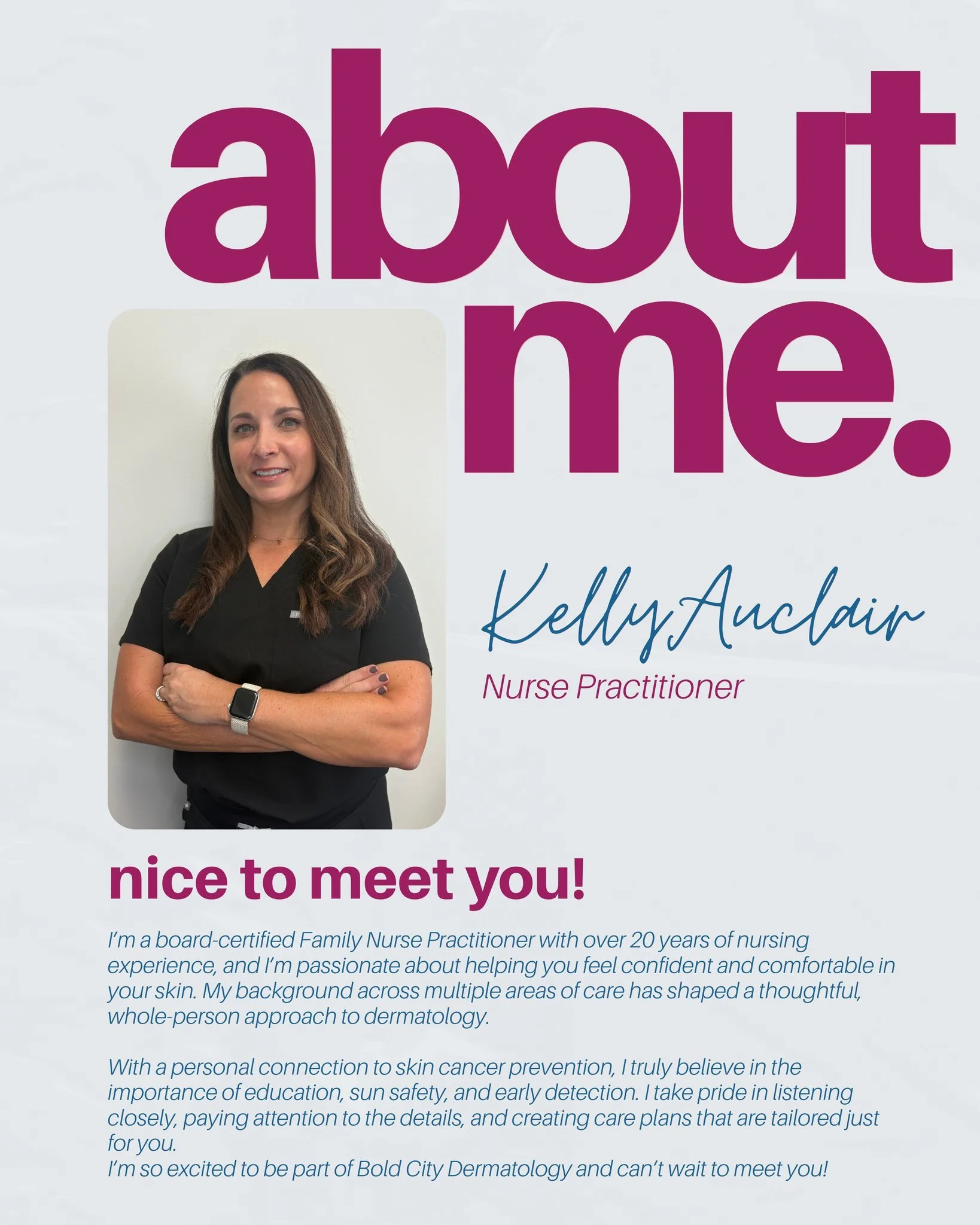 🌟 Exciting News at Bold City Dermatology! 🌟

We&rsquo;re thrilled to welcome Kelly Auclair, MSN, APRN, FNP-BC to our team as our newest provider!

With over 24 years of diverse clinical nursing experience, Kelly brings a wealth of knowledge and com