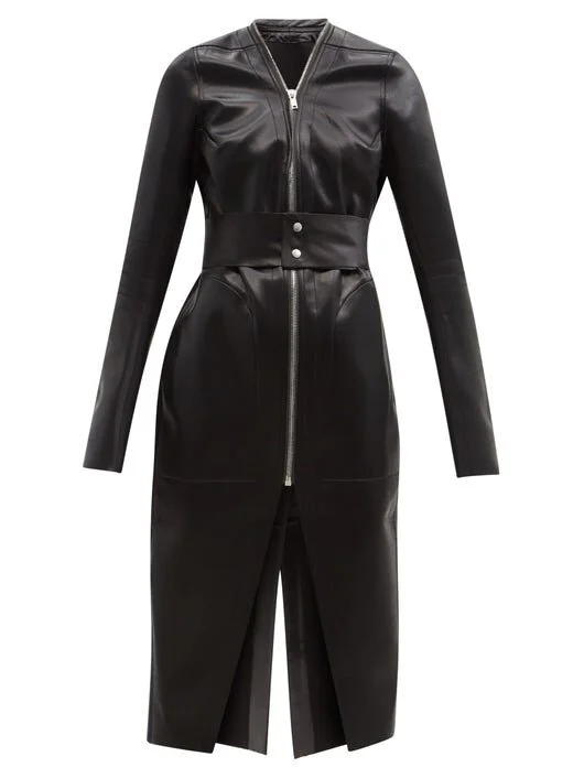 klaus slit- hem leather coat