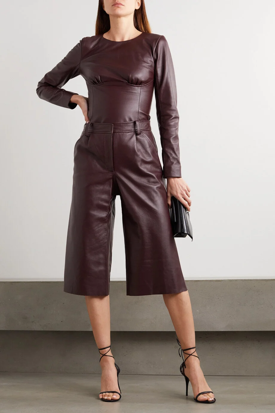 Charli gathered leather top