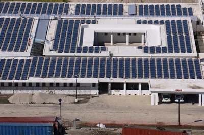 Solar panels on the hospital.