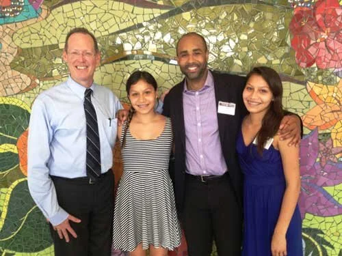 Paul Farmer, Dr. David Walton and my two daughters at the opening of the Hospital.