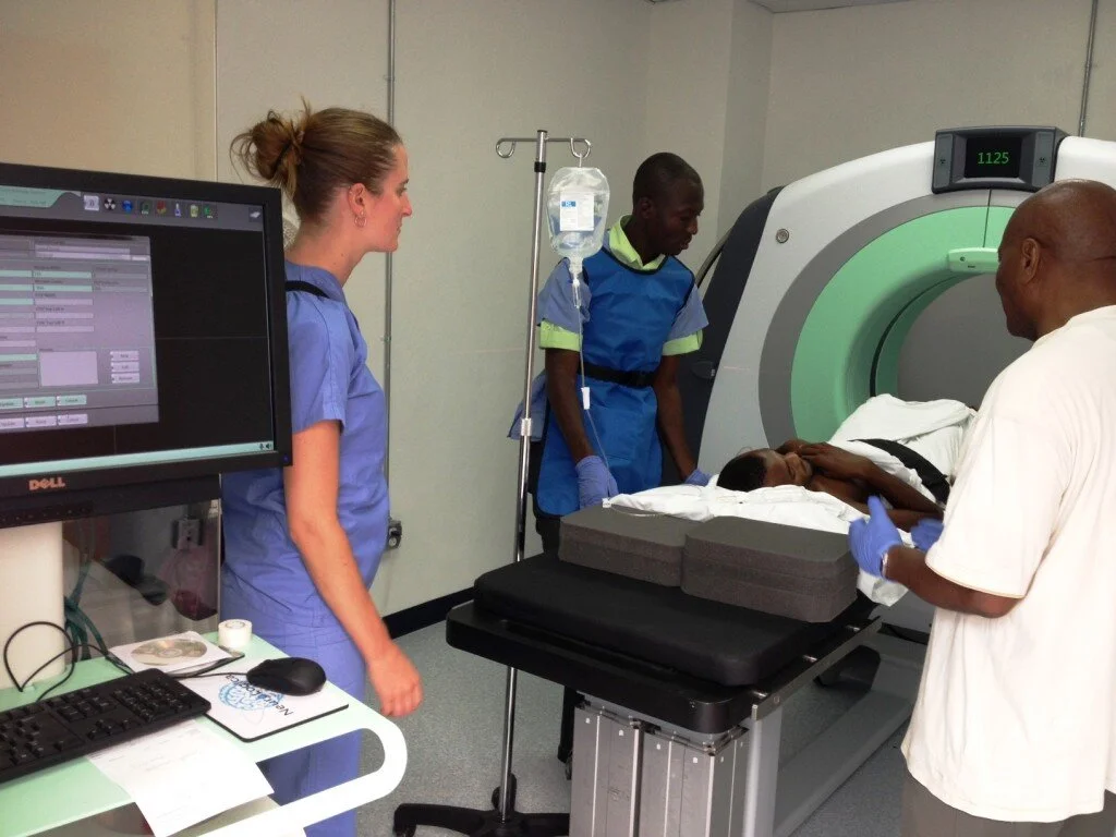 The first CT scan done at the hospital.