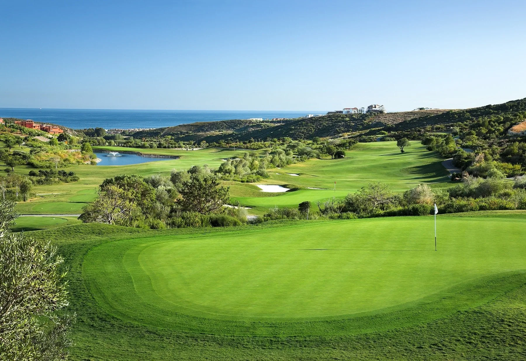 Fin cortesin in costa del sol in southern spain. Host to Solheim Cup 2023 with green fairways and ocean view