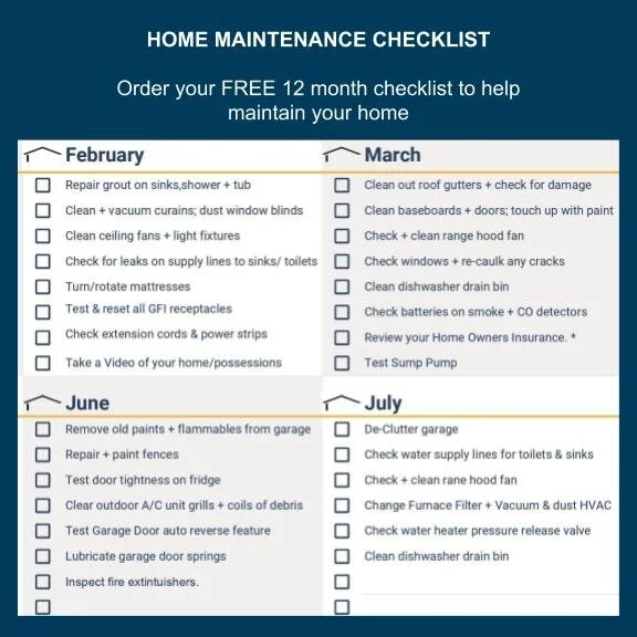 Free Home Maintenance Checklist for new home owners.