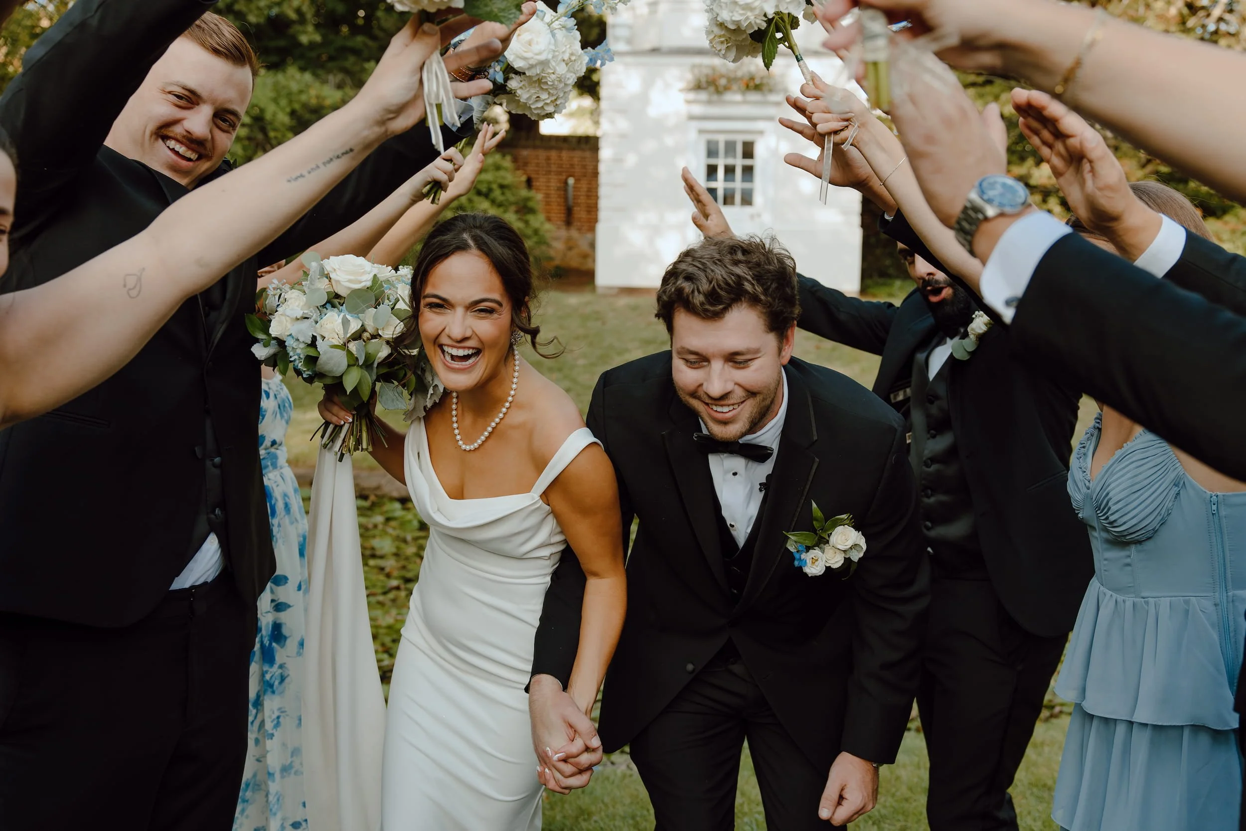 Bride and groom after wedding ceremony in Annapolis, Maryland