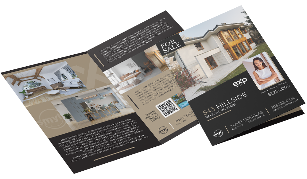 A crisp, eye-catching postcard for eXp Realty, perfect for reaching prospective buyers and sellers with a modern, professional appeal. The postcard features a clean layout with vibrant property images, allowing recipients to immediately envision thei