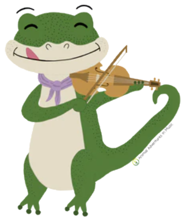 Cartoon crocodile playing a violin