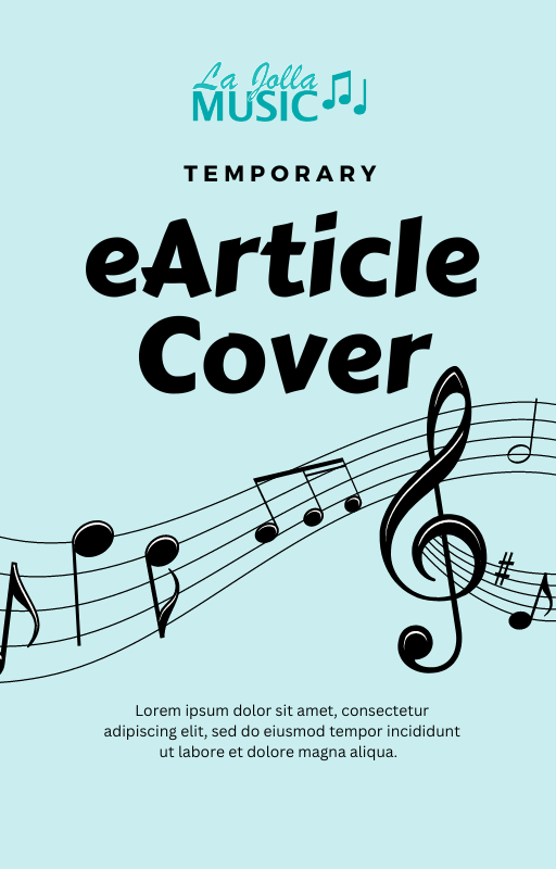 Temporary eArticle cover with music notes and a treble clef on a blue background.