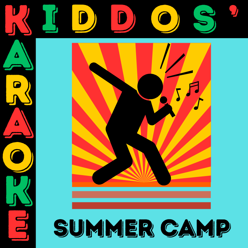 Colorful poster advertising a karaoke class for elementary school kids