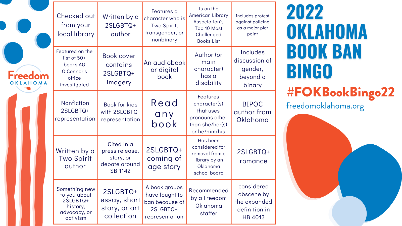 2022 Oklahoma Book Ban BINGO — Freedom Oklahoma
