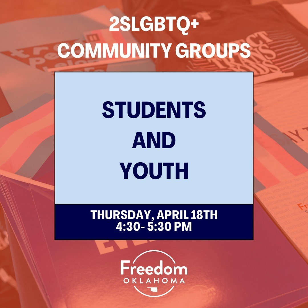 Our community group space for students and youth convenes this afternoon. Even if you can't join us for the entire time, we welcome you to join us for whatever part of the virtual space you can!

Sign up at https://www.freedomoklahoma.org/events (LIN