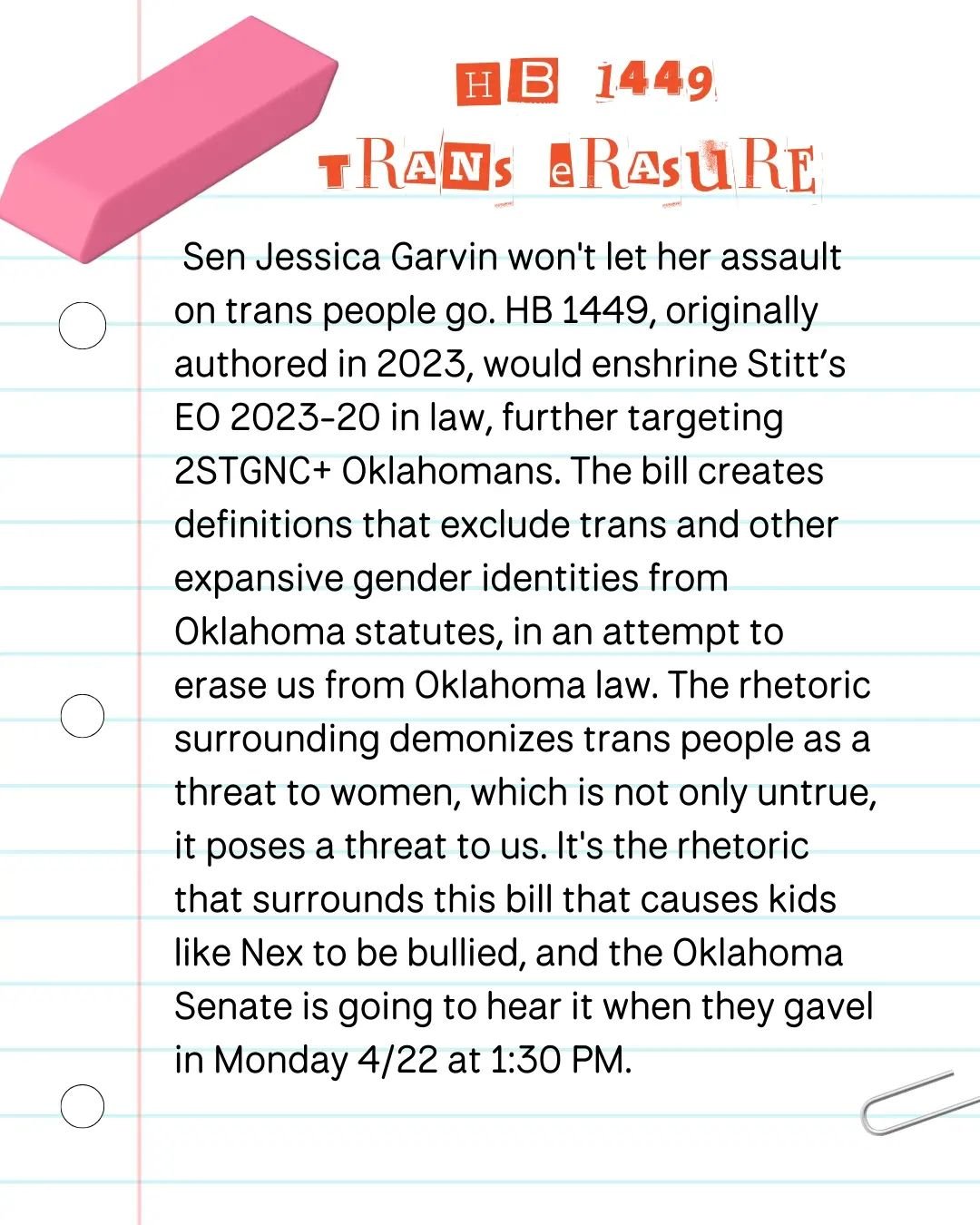 Thursday April 25, all bills have to advance from the floor of the opposite chamber in order to continue to be eligible to move through this legislative process. If a bill hasn't been amended and has title and enacting clause intact, at this stage it