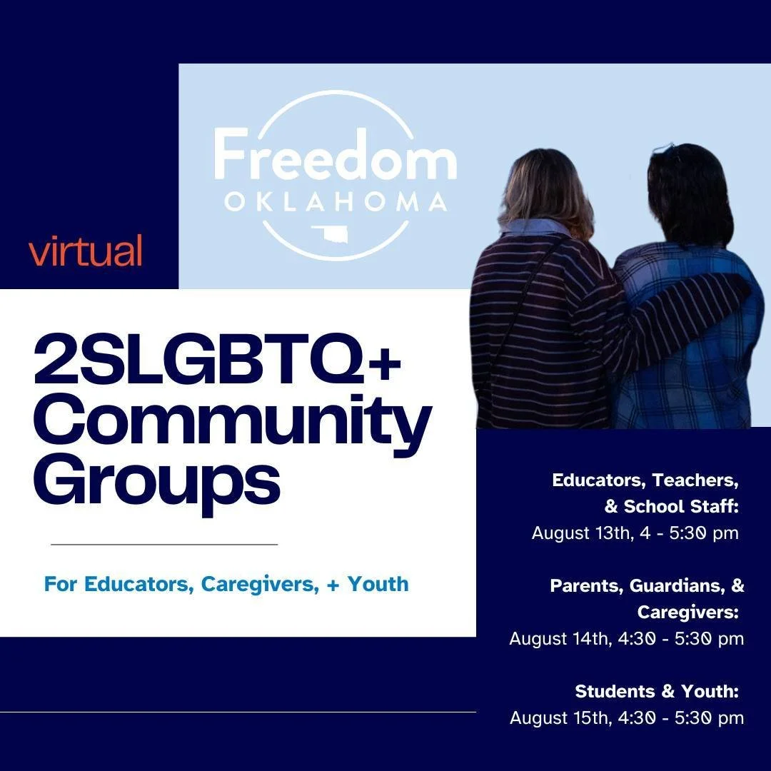 It's Back-To-School season! Come hang out with us virtually and check in about all that's happened while we were away in July and what's coming up this fall! We will share space in community to express our joys, concerns, and hopes for Oklahoma. We c