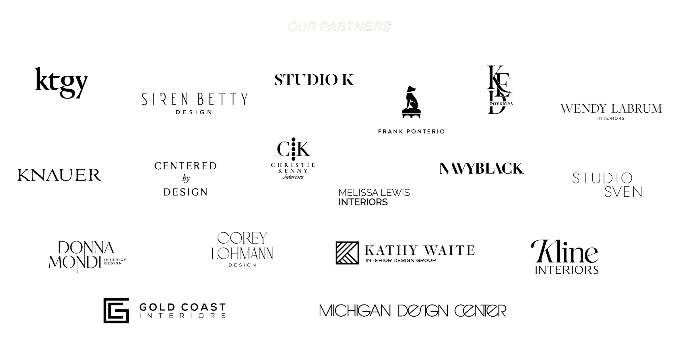 Text on a black background that says 'Our Partners' in bold white letters.