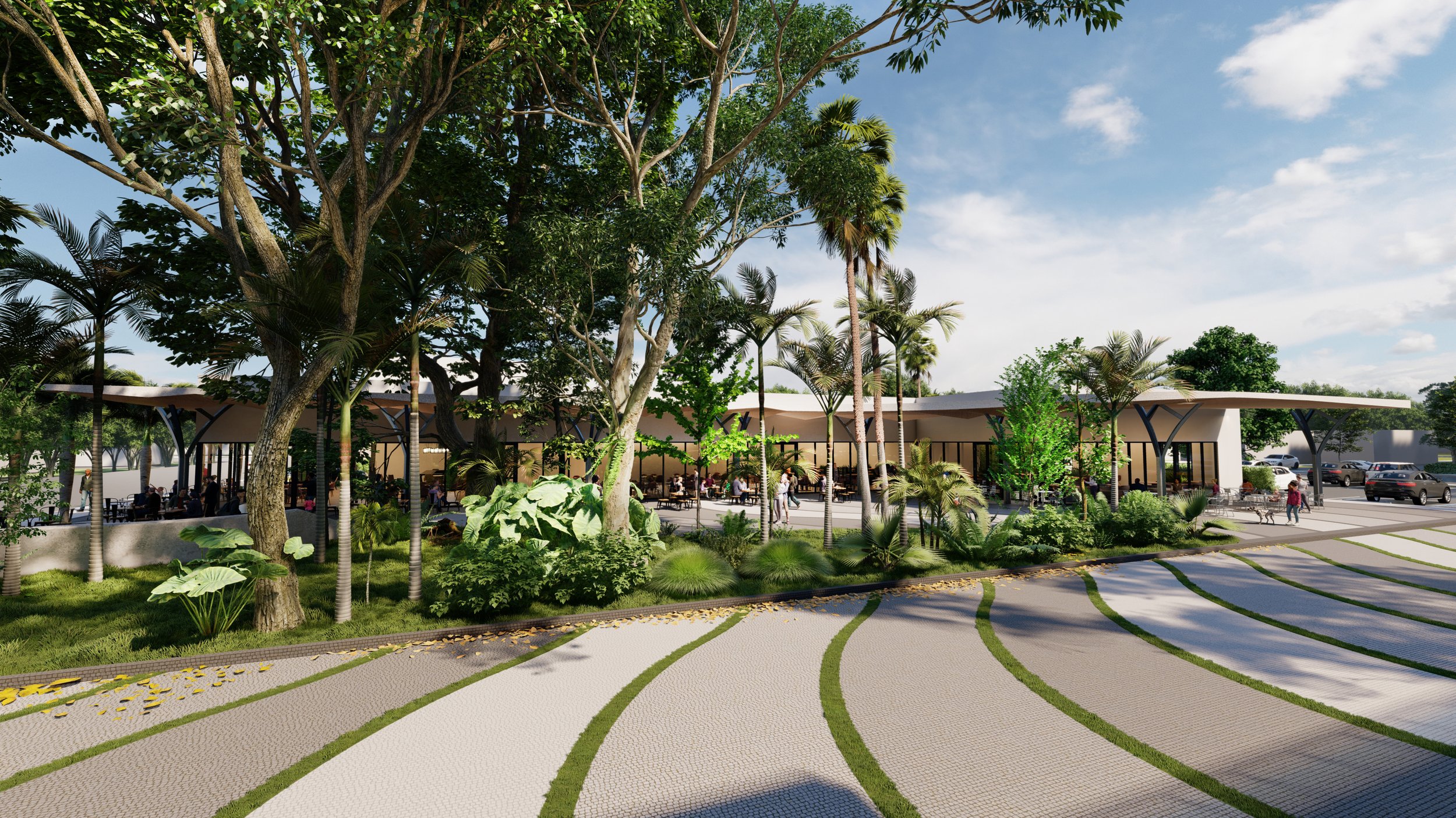 The Gardens hall sidewalk view