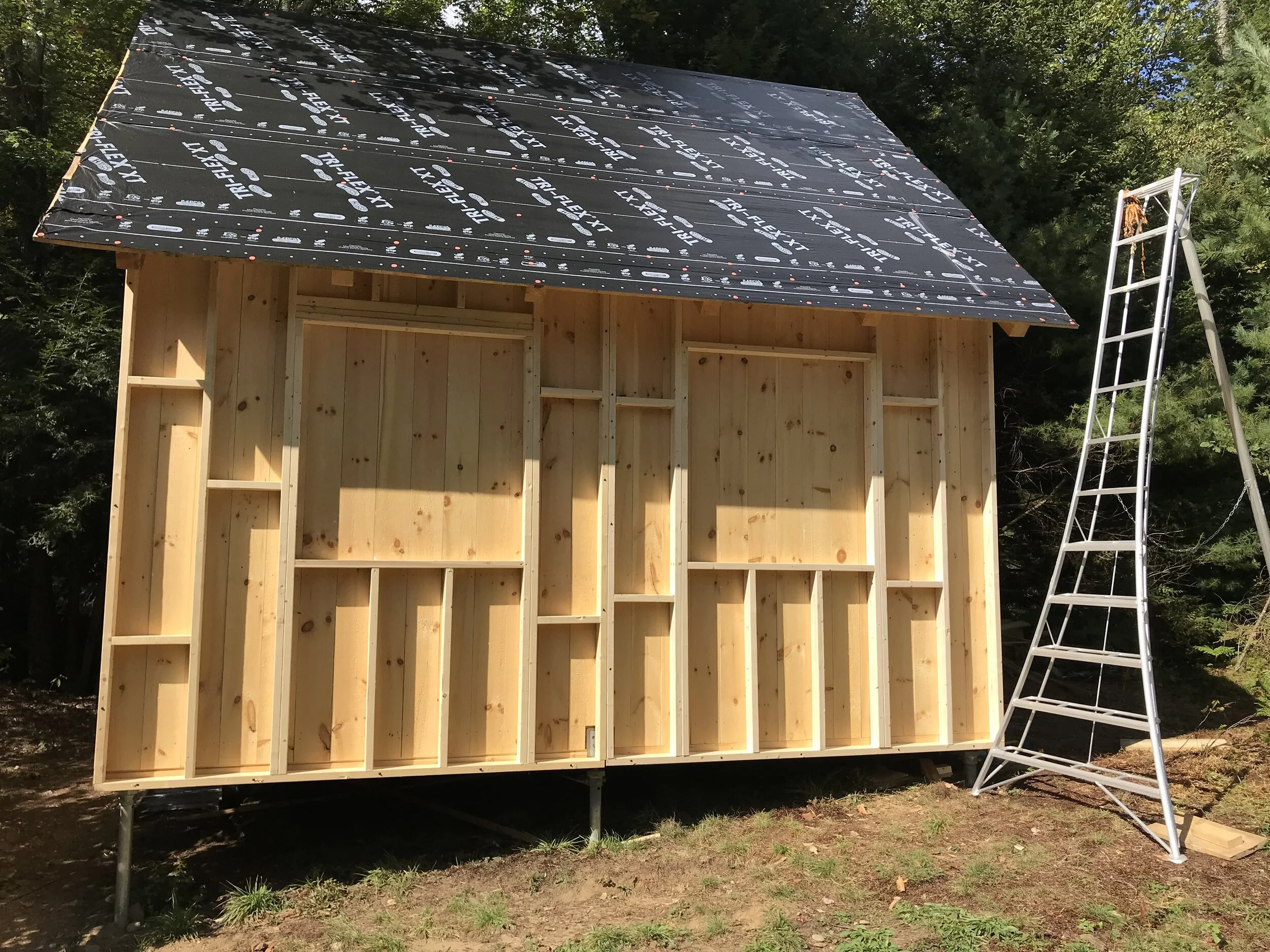 Framing happened on the outside of the walls, which will hold the insulation.