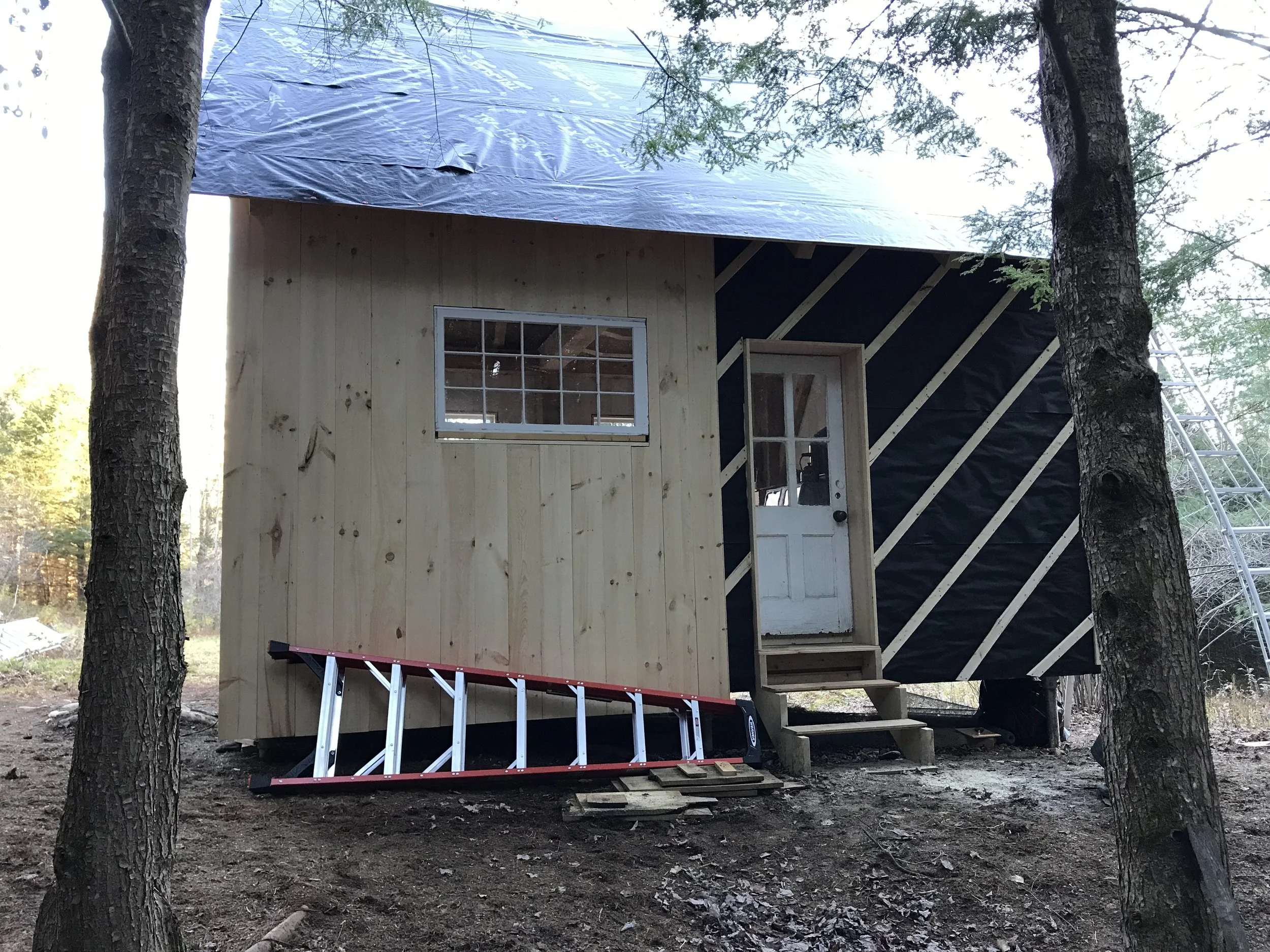 I went with furring strips on a 45 degree angle, coupled with vertical shiplap siding.