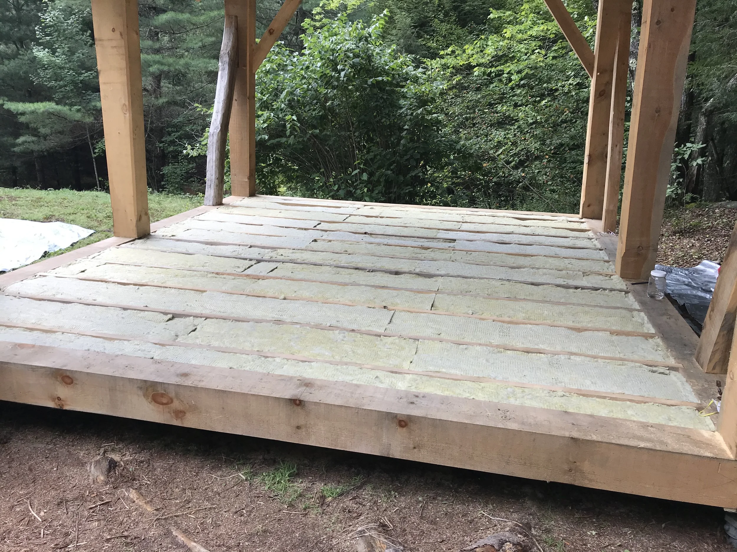 R23 Rockwool sits on hardware cloth to help keep the rodents out.