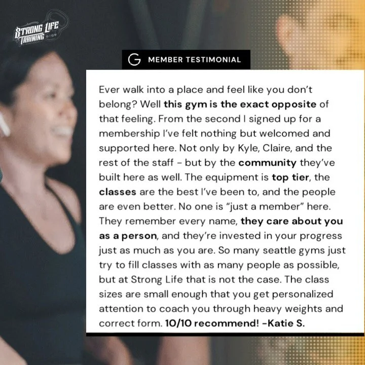 A gym where you&rsquo;re supported from day one.

A community that remembers your name.

Coaching that actually pays attention. 

It&rsquo;s us! 👋

Thanks for the love, Katie!! 🖤
