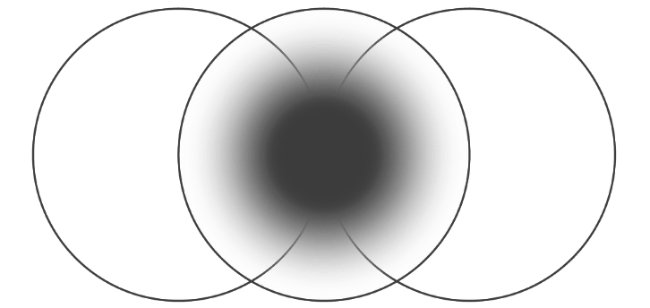 Black and white dotted circular pattern with gradient shading.