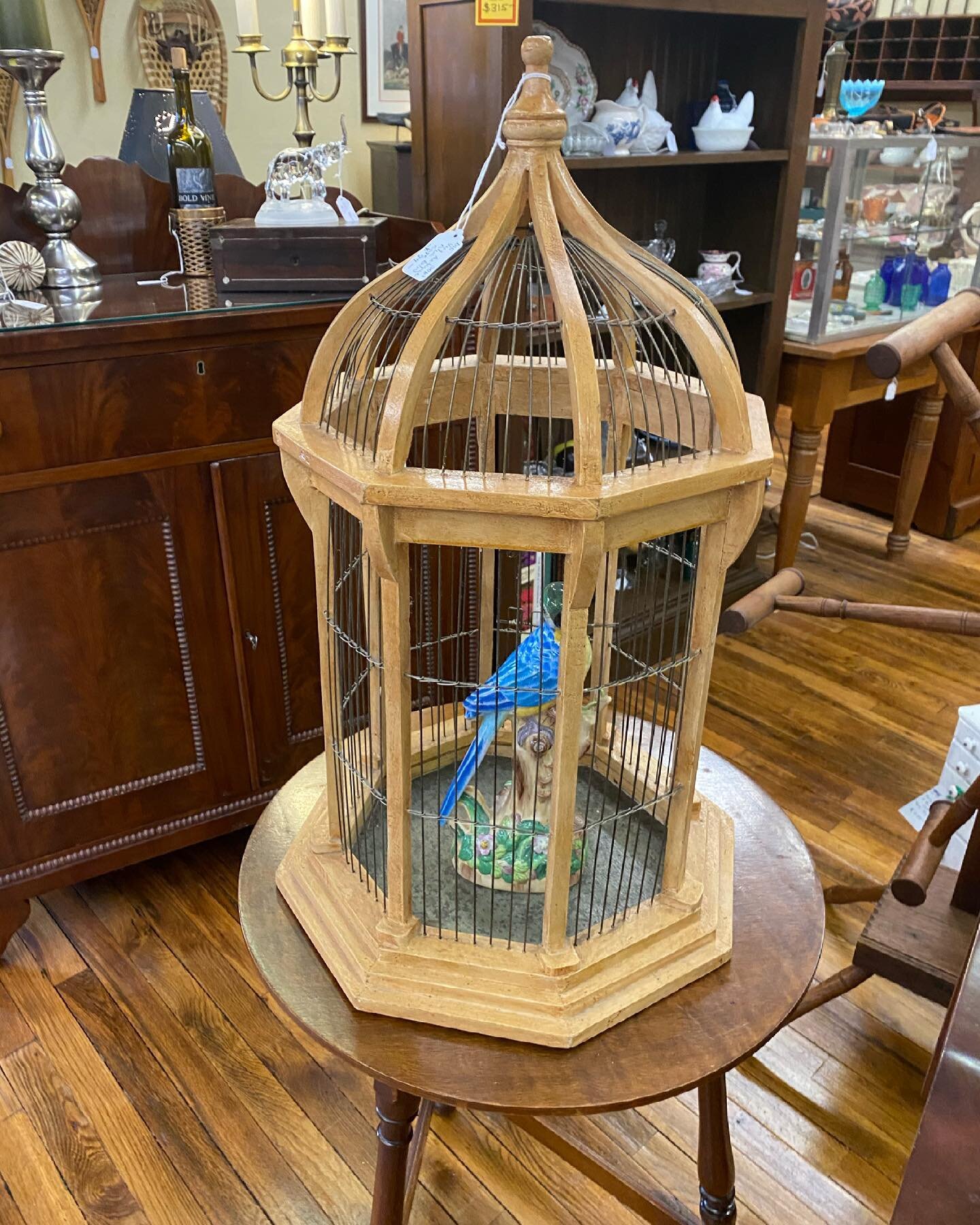 Antique birdcage...$89.... Offered by Art&rsquo;s Antiques at The Antique Market, Clinton Tennessee.... Open Saturday, 11 to 4 pm #knoxvilleantiques #tennesseeantiquetrail