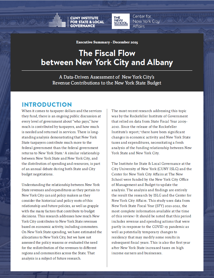 Executive Summary - Fiscal Flow between New York City and Albany