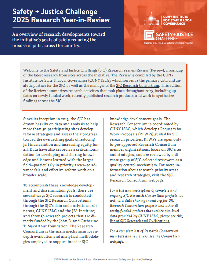Safety and Justice Challenge 2025 Research Year-in-Review