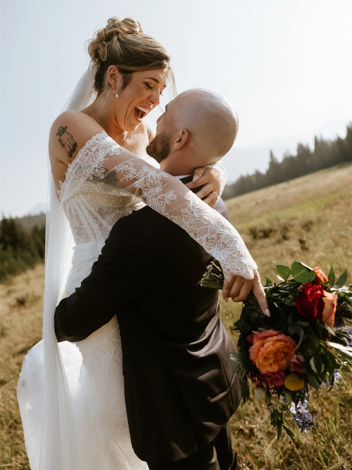 The 1752 gown by @martinalianabridal is a lace dream!✨ Our gorgeous bride @castellanob looked incredible in hers, swipe for more of her dreamy day!

Photography: @magnifikphotography 
Venue: @mainspace_canmore
Hair: @britthestylist_
Makeup: @juliajoy