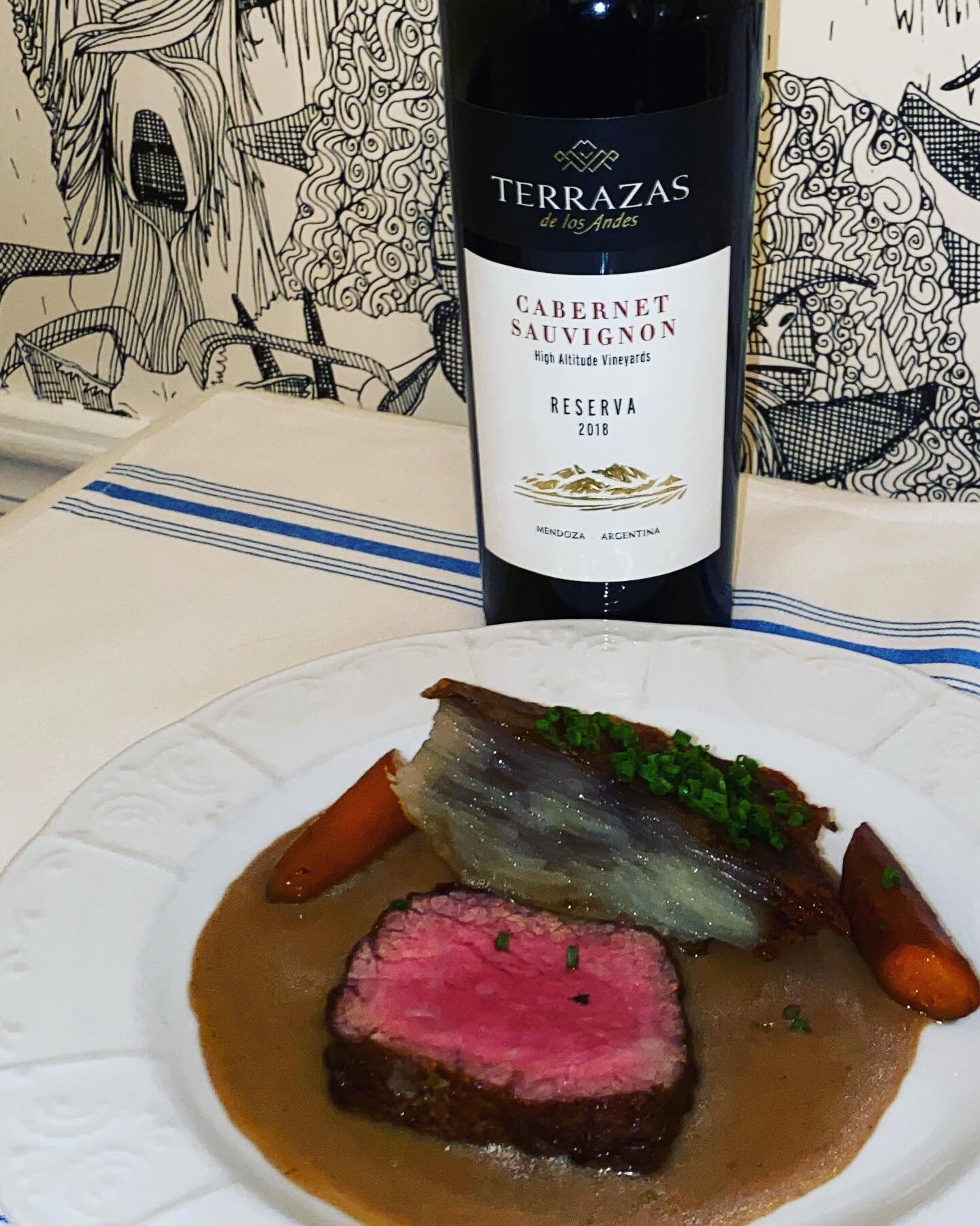 Our Main Course is Seared Rib Eye Loin with pommes Anna, red wine carrots and french onion jus paired with Terrazes, Reserva Cabernet Sauvignon, Uco Valley, Argentina 2018 #thefrenchgoat #lewisburgwv #bonappalachia #simplygbv 
#bistrolife @moethennes