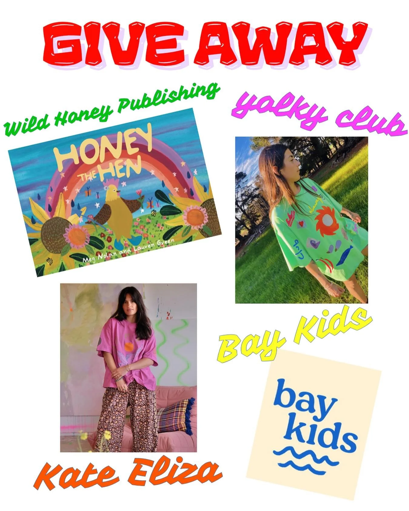 💖 GIVEAWAY TIME! 💖

To celebrate all the colour, love, and community we&rsquo;ve all built,
We have come together for a little Christmas give away. 🌈

How to enter:
☀️Follow 
@yolky.club 
@__kate.eliza 
@baykids.au 
@wildhoneypublishing 
☀️Like th