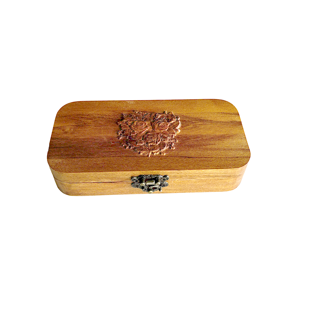 Unique Crochet Hook Set with 3D Rose Bunch Engraved Box Lid