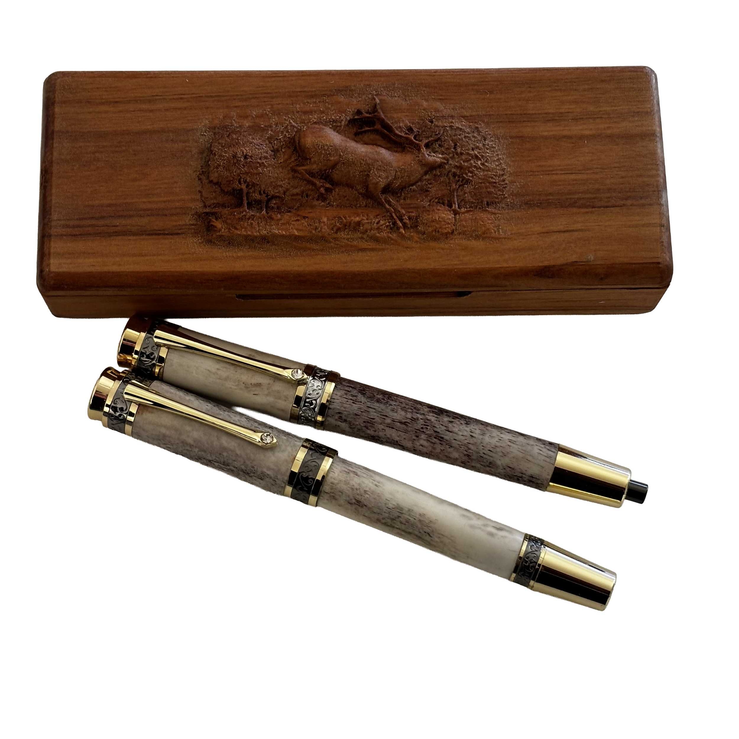 Rimu Case with Pen & Pencil Set made from Deer Antler