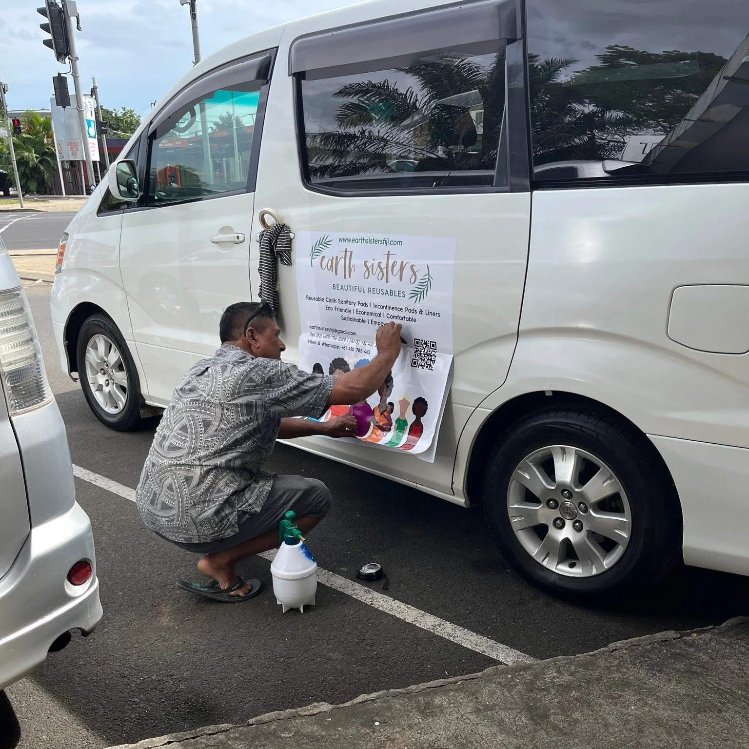 In Nadi, Fiji, while parking the ESF van, I met a kind lady who recognized our logo. We had an engaging conversation about her experiences in a village, particularly the challenges of menstruation in that environment. It was a meaningful exchange, hi
