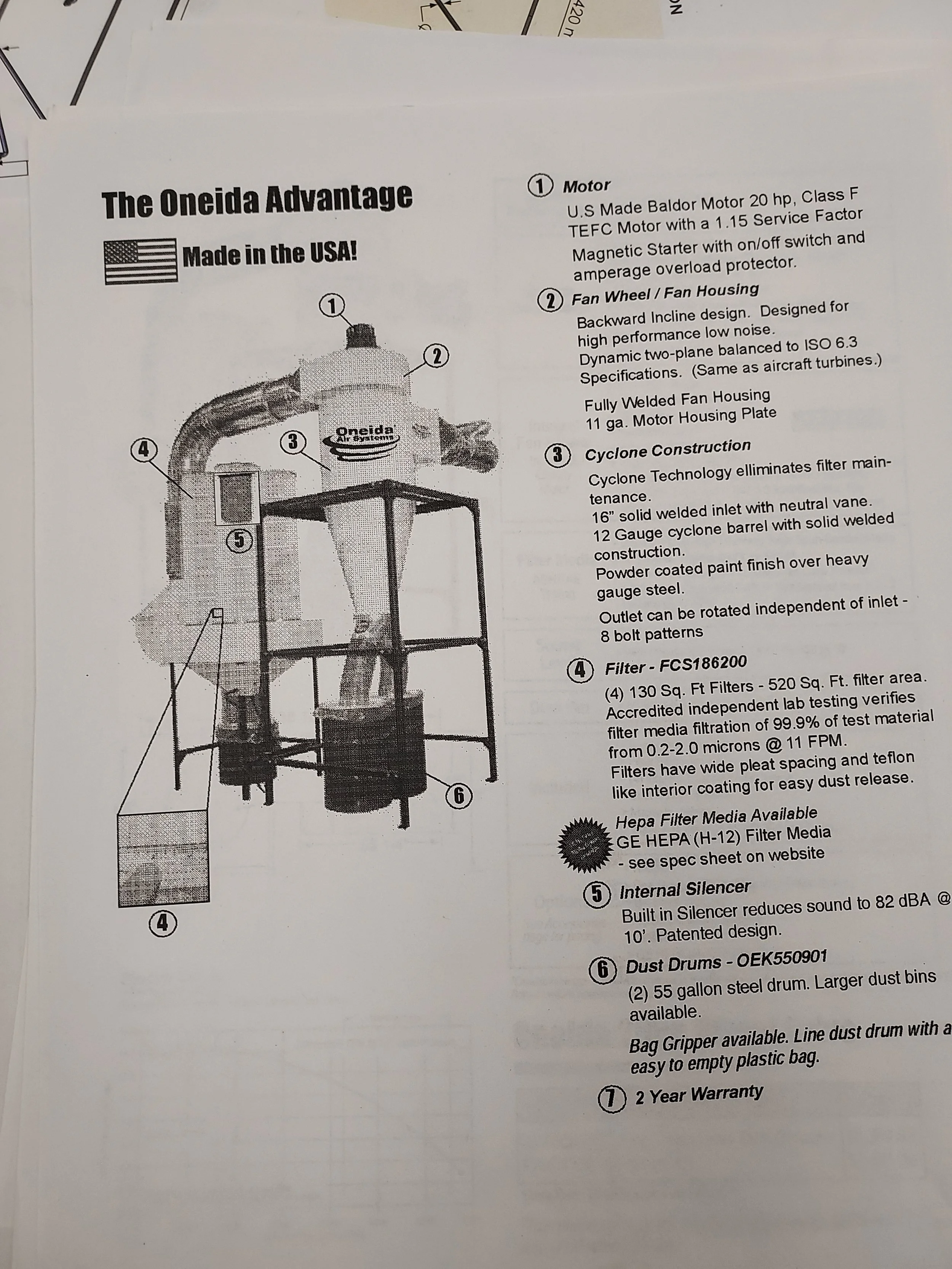 Oneida 20HP Direct Drive Cyclone Dust Collector (Used) — LIMZ MACHINERY GROUP