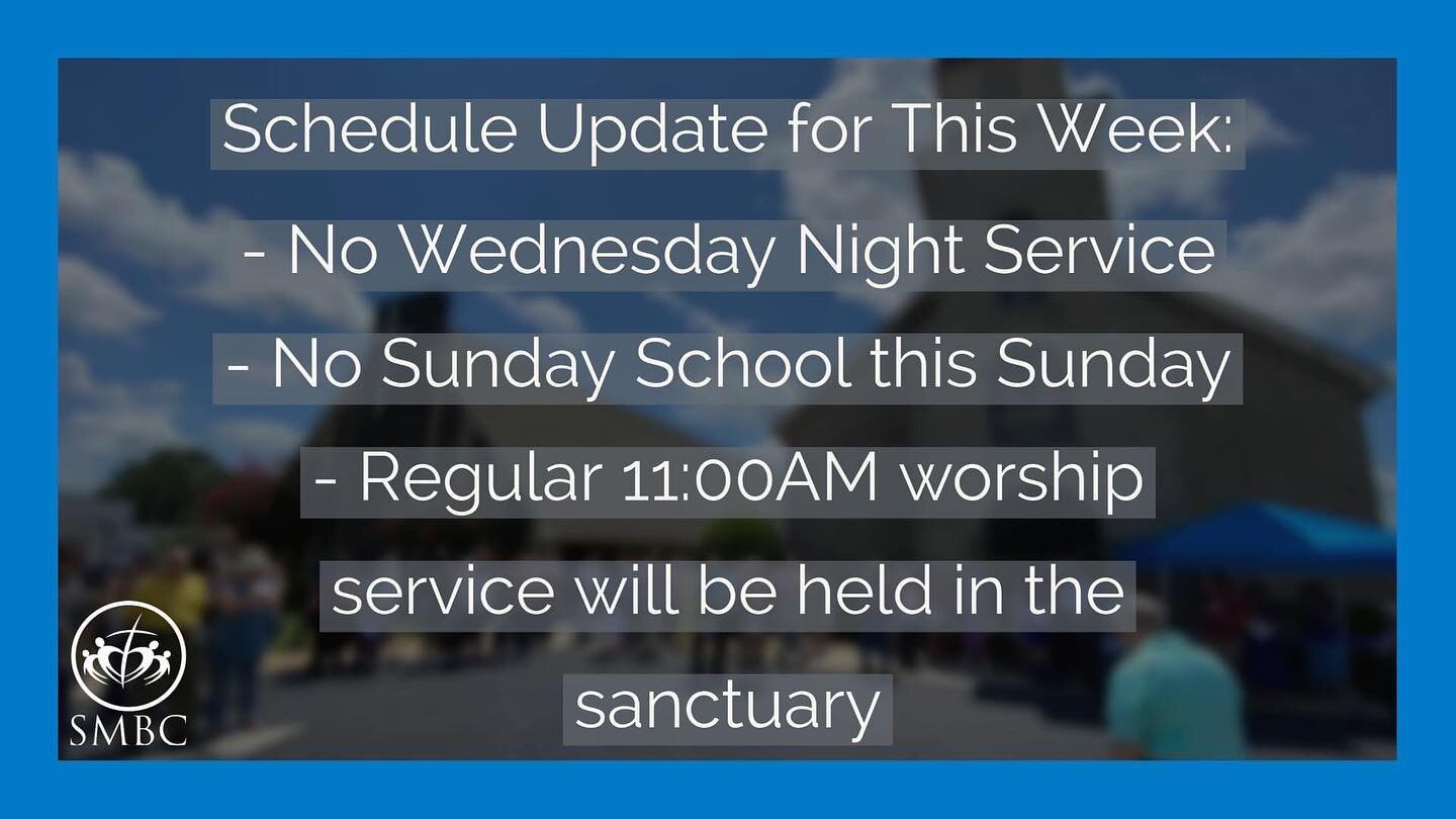 In an abundance of care and caution, and with an uptick in positive cases around our area, we will suspend this week's activities and Sunday School for this coming Sunday.  Pastor Reid will preach Wednesday night via Facebook Live from his personal p