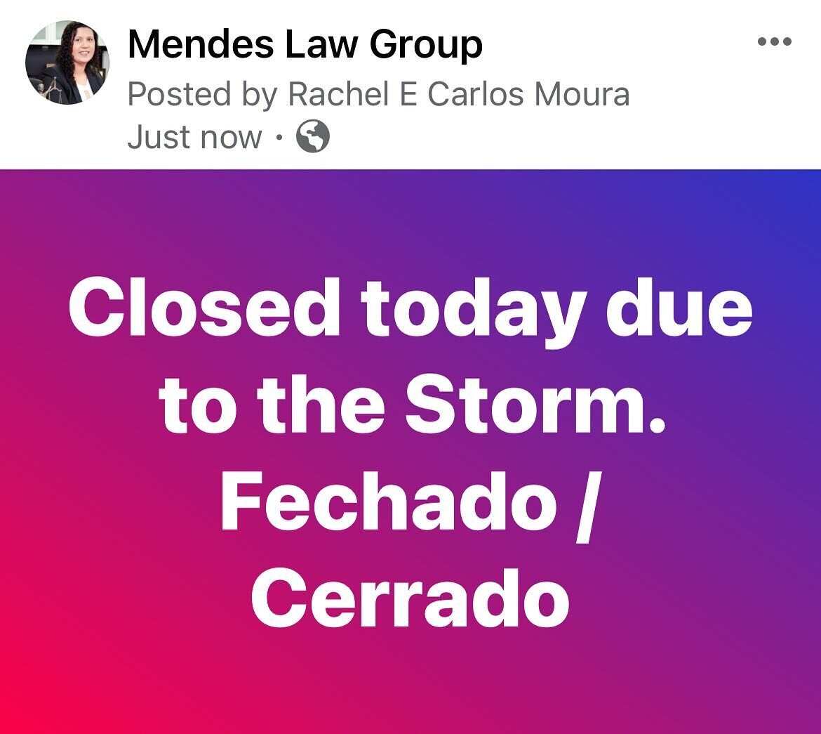 Closed today due to the storm.
