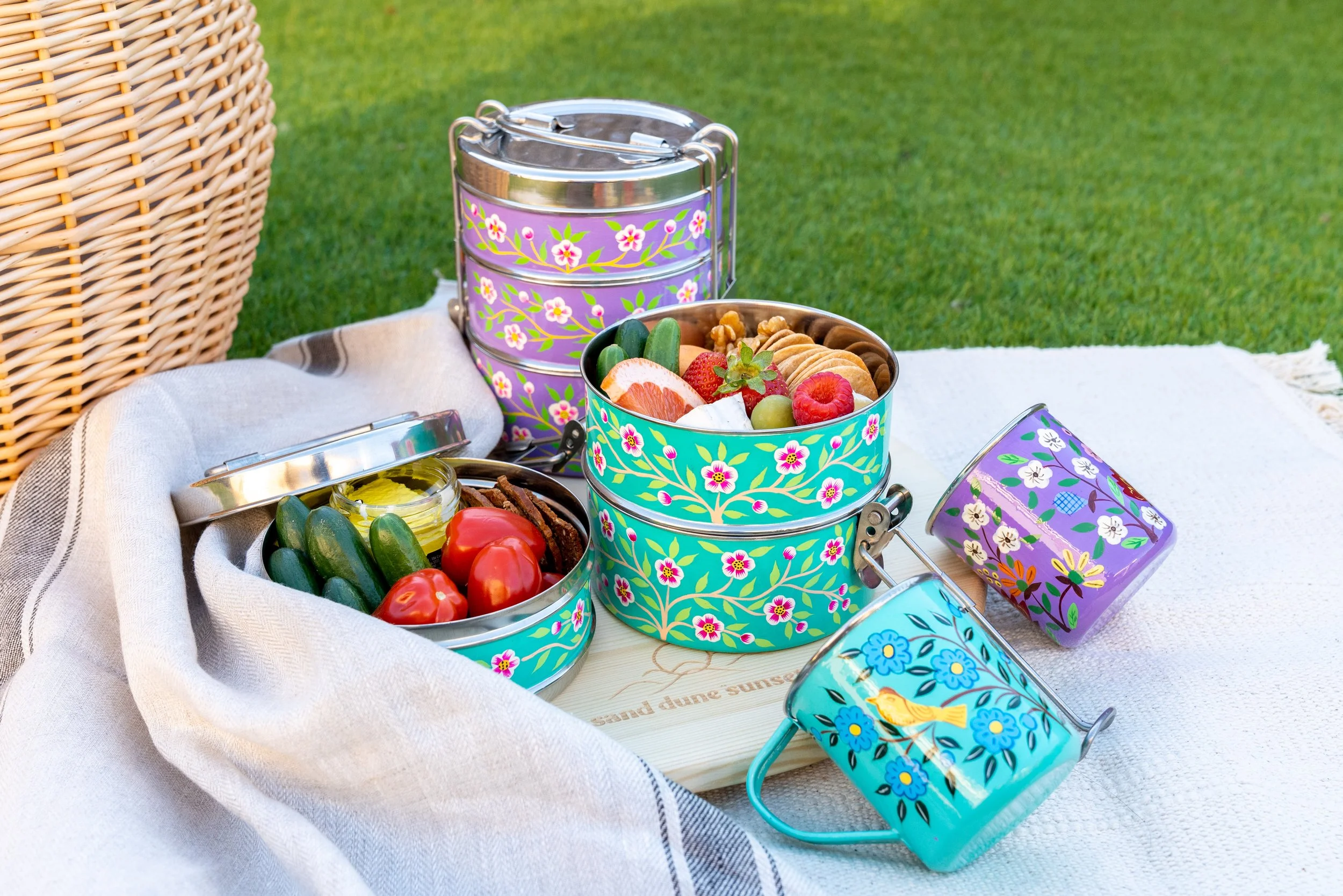 Kashmir Collection — Sand Dune Sunsets Picnic Baskets and Picnicware