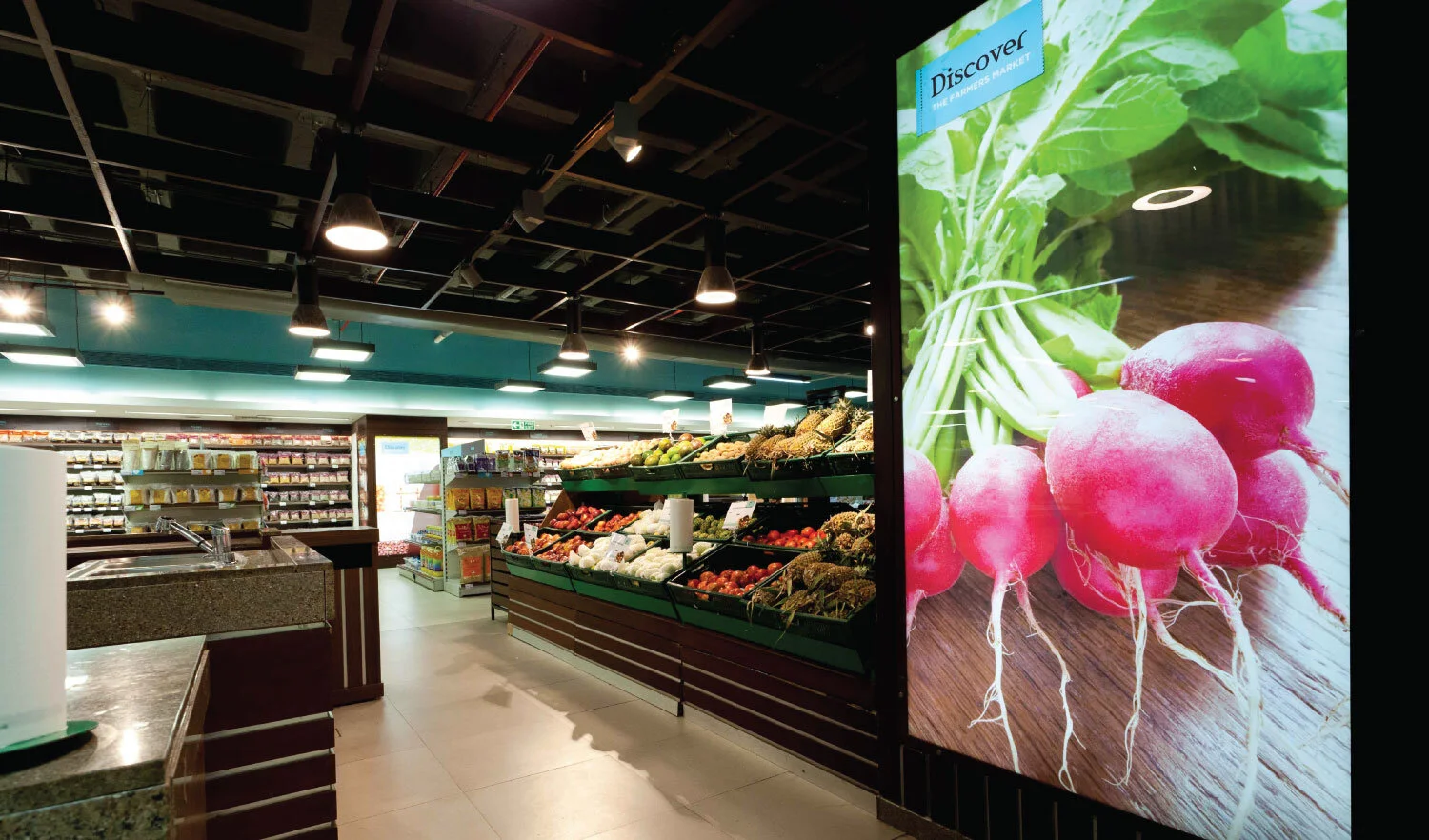 Large mood visuals across the store, to mark out sections and create interest