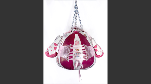 Branded Barbie by Lisa Rockford, a hanging sculpture
